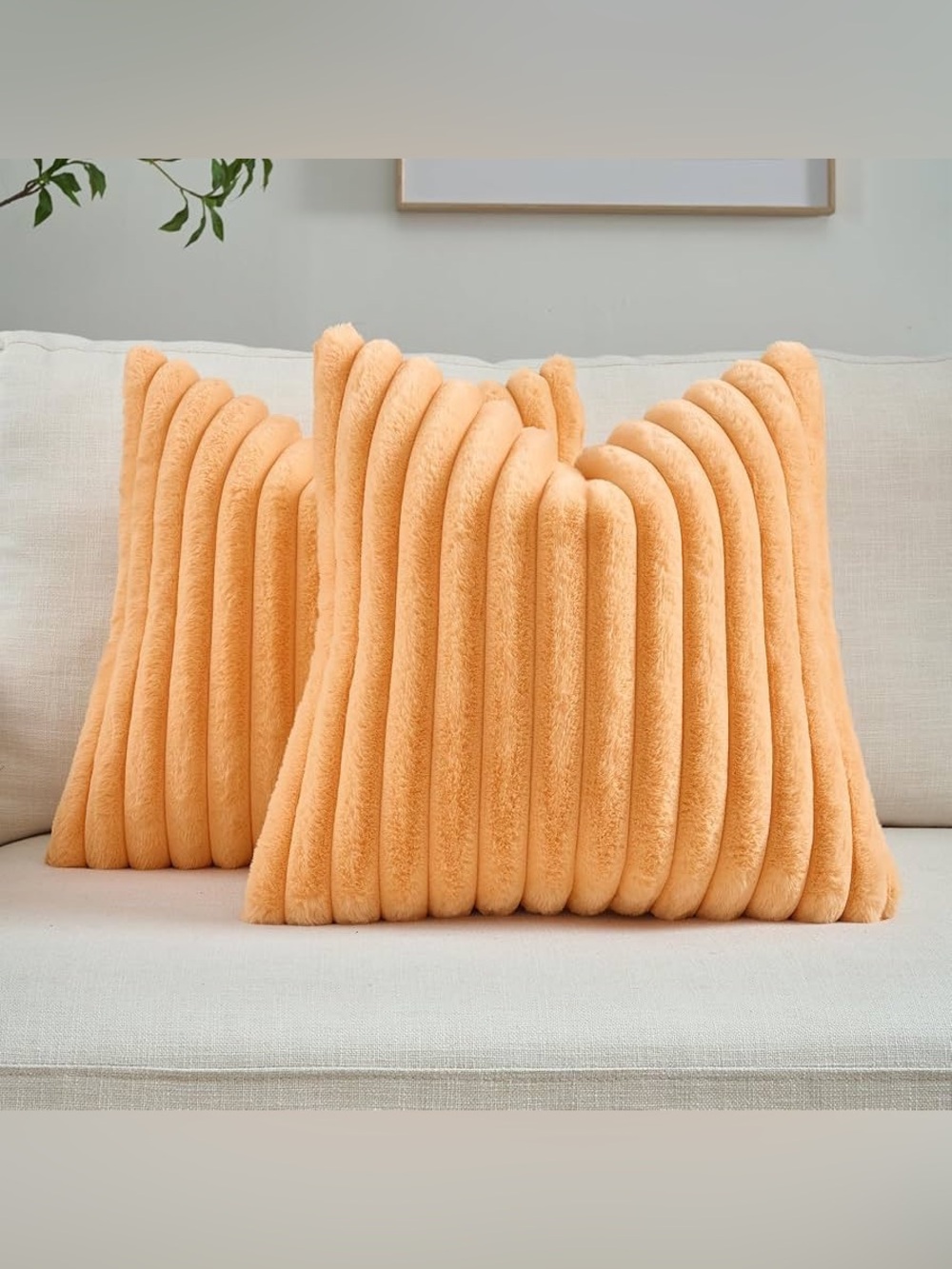 Brand New Orange Throw Fuzzy Faux Rabbit Fur Pillow Retro Y2K Home Bedroom Decor